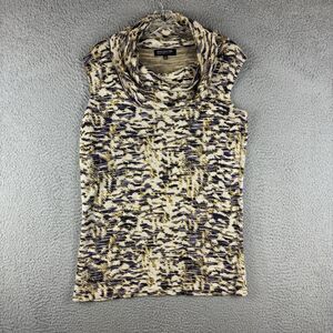 Jones New York Sleeveless Wide Neck Turtleneck Shirt 1X Tan Purple